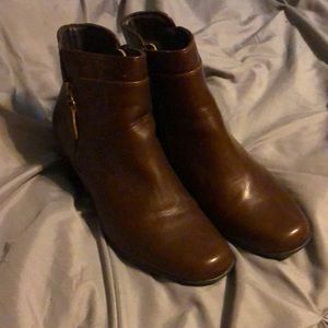 Brown heeled booties